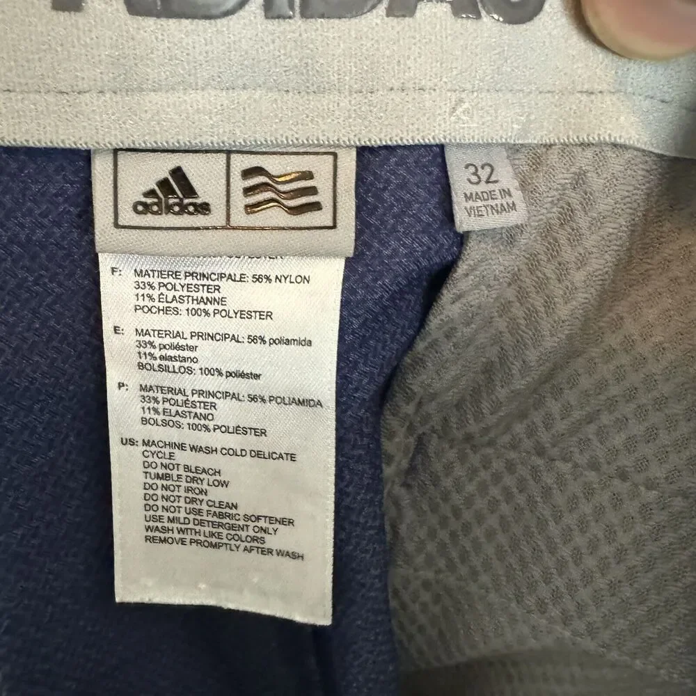 Adidas Shorts Mens 32 Blue Flat Front‎ Performance Stretch Golf Casual